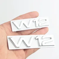 3D Metal Chrome Black W12 Logo Letters Decal Car Fender Trunk Badge For Audi A8 D3 S8 A8L Q7 W12 Emblem Sticker Accessories