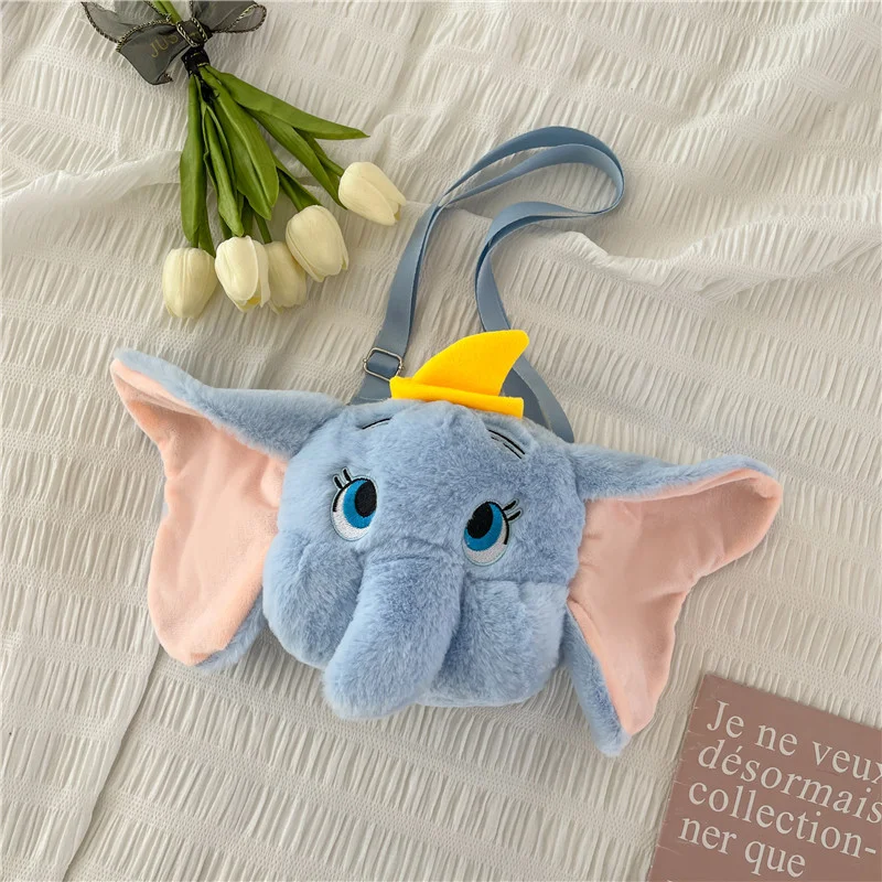 Bolso de hombro de felpa de dibujos animados de Disney, bandoleras cruzadas Kawaii, monedero de Cosplay de Anime Dumbo, regalos de cumpleaños