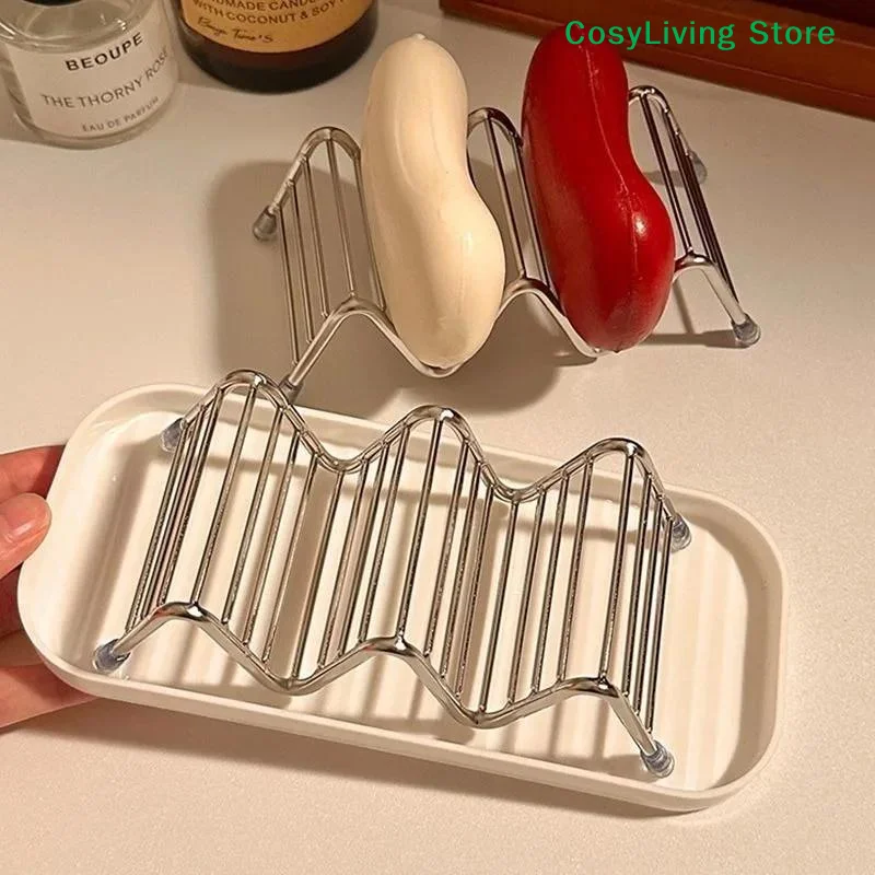 Stainless Steel Soap Rack Drainage Soap Tray Multifunctional Bathroom Storage Rack Bathroom Draining Box Simple Soap Storage Box