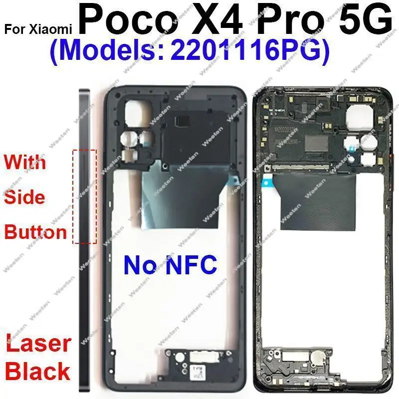 Middle Frame Housing For Xiaomi POCO X4 Pro X4pro 5G Middle Frame Holder Chassis with NFC Replacement