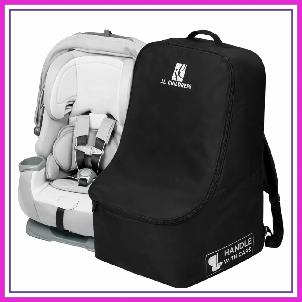 

Padded Car Seat Travel Bag for Airplane, Fits Infant Carriers & Boosters, Backpack Style, Black
