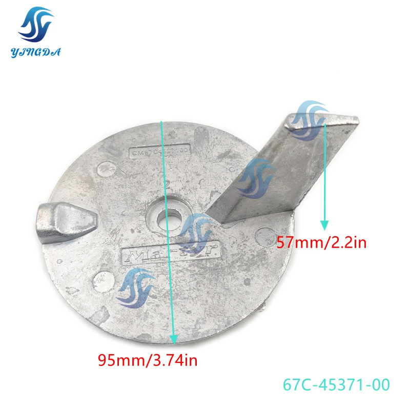 67C-45371 Trim Tab Anode For Yamaha Outboard Motor 25HP 30HP 40HP 50HP Sierra 18-6096 67C-45371-00 Boat Engine  67C-45371-00