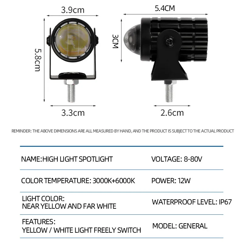 Mini Spotlight Laser bulb Led Headlight With lens motorcycle Spotlight Car mini Headlight High low beams LED Projector spotlight