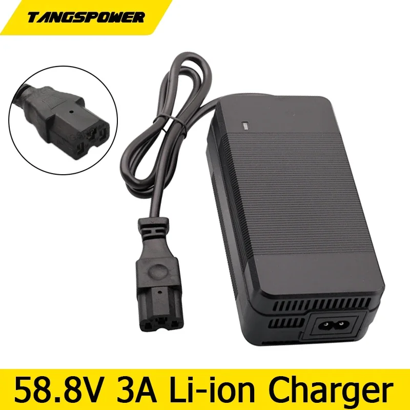 

58.8V 3A Lithium Battery Charger For 14S 52V Li-ion Battery Pack IEC Connector Fast Charging With Cooling Fan