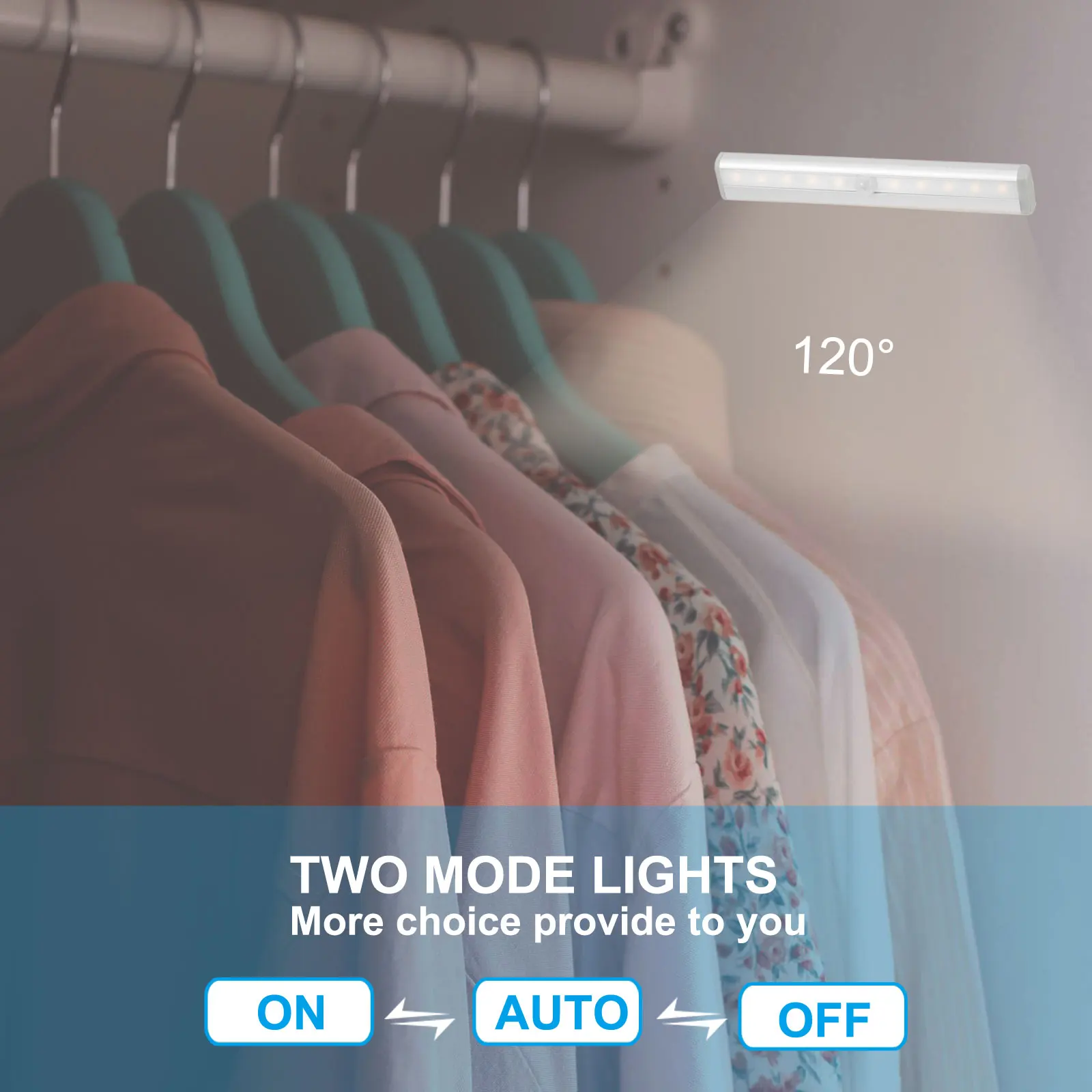 1/3Pcs Motion Sensor Night Lights Indoor LED Stair Lights Battery Operated Under Counter Light Strips for Closet Kitchen Bedroom