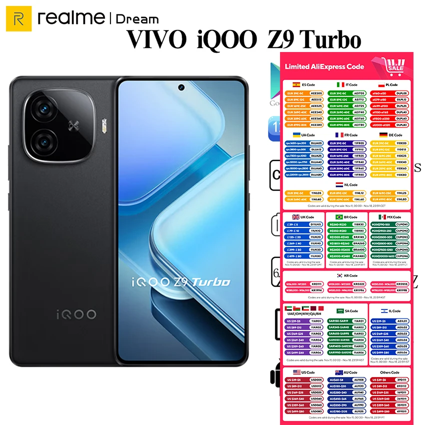 Новая задняя камера VIVO IQOO Z9 Turbo Snapdragon 8s Gen 3, 6,78 дюйма AMOLED, 144 Гц, 50 МП, OIS, 6000 мАч, 80 Вт, обновление SuperVOOC NFC OTA