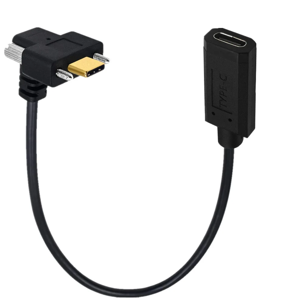 Side Bend Gold-Plated 4K 60Hz 16 Core USB3.1 Type-C Male To Female With Screw 10Gpbs Data Cable 5A