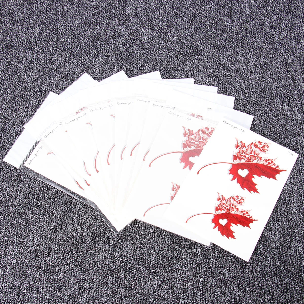 Stiker badan daun Maple 10 lembar, stiker maple tahan air untuk pergelangan tangan, stiker Maple