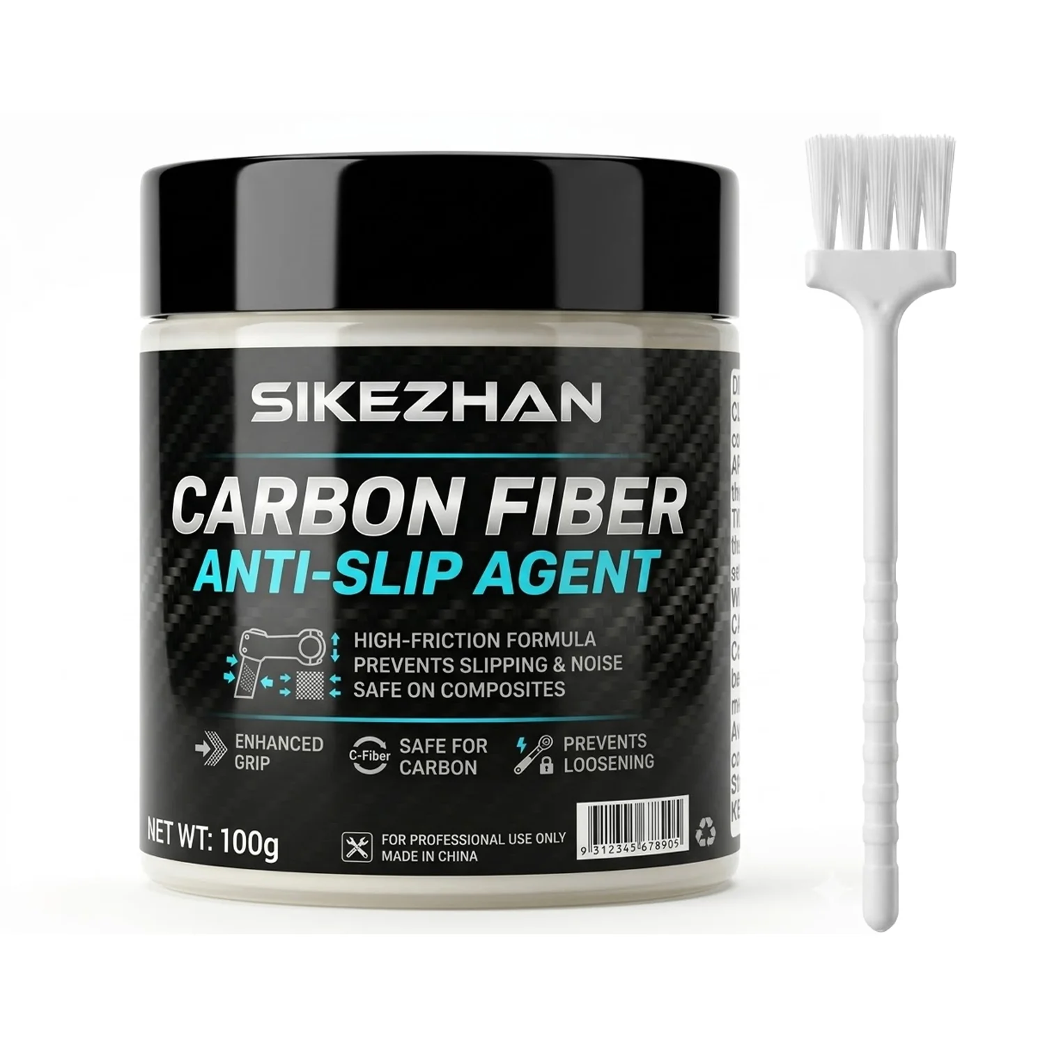 SIKEZHAN 100g Carbon-Montagepaste mit Pinsel, Fahrrad-Reibungsmittel für Sattelstütze & Lenker, Verhindert Rutschen, Geräusche & Verstauung
