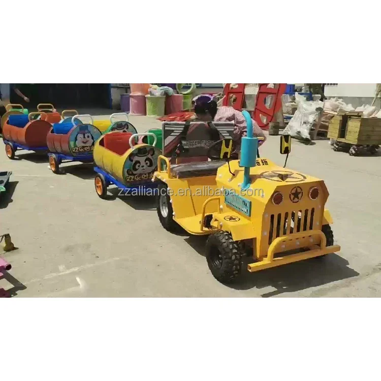 2026 Factory Price Oil Drum Children Battery Train Amusement Park Electric Train Rides on Battery Train Trackless for Sale