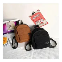 Mini Corduroy Backpack Ins Popular Cute Student Makeup Commuting Bag 3