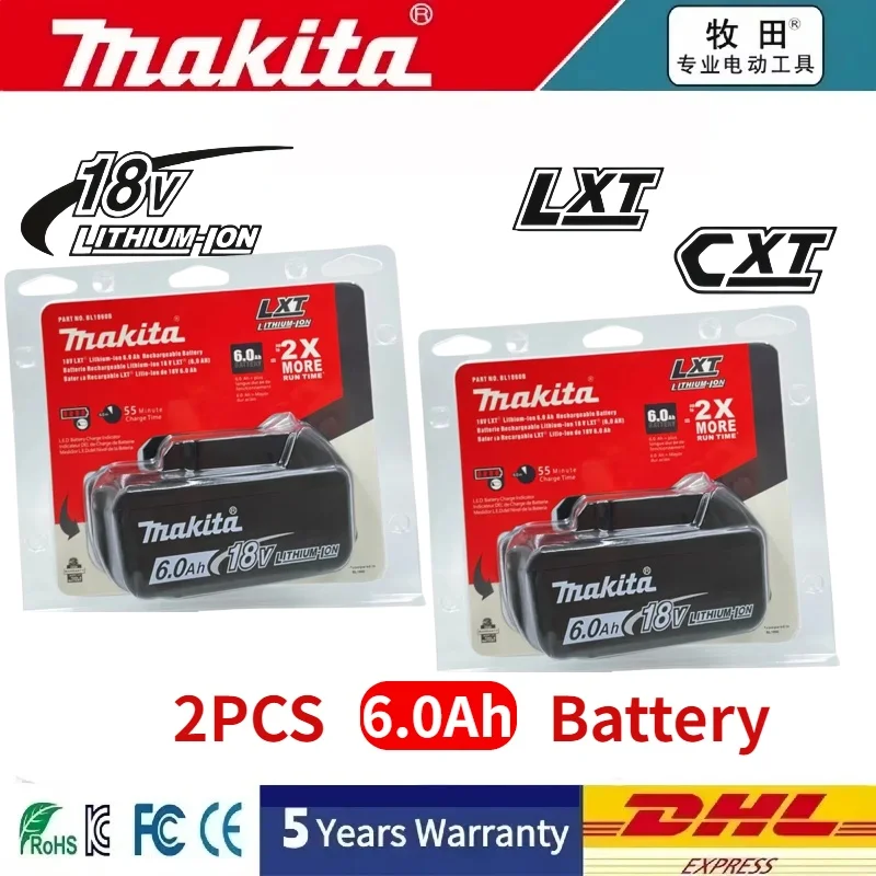 

100% Genuine 18V Makita 6.0Ah, For Makita 18v Tool Battery BL1840 BL1830B BL1850BBL1850 BL1860 ReplacementLithium Battery