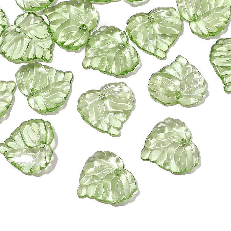 Mini-Blatt-Acrylperlen (hellgrün und dunkelgrün) | Von der Natur inspirierte DIY-Schmucksets für Halskette/Armband/Ohrringe, 50 Stück/Packung