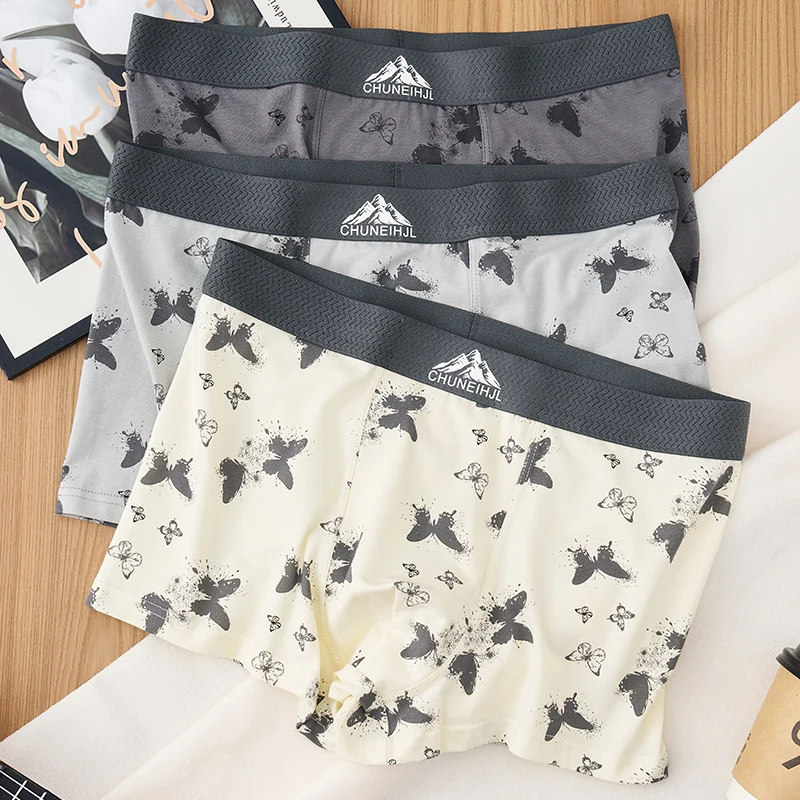 3-pack men's underwear men's boxers youth sports shorts breathable cotton fashionable boxers personality men's underpants briefs