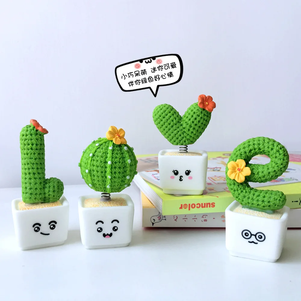 4 Pc/set Resin Succulent Set Mini Cactus Plants for Home Office Desktop Car Decoration Small Artificial Green Decor Figurines