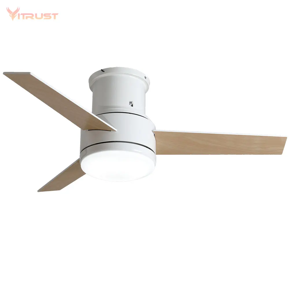 Modern Creative Ceiling Fan with Led Lights  and  Remote Control 3 Fan Blades Plywood Ceiling Fan for Dining Room 44inch