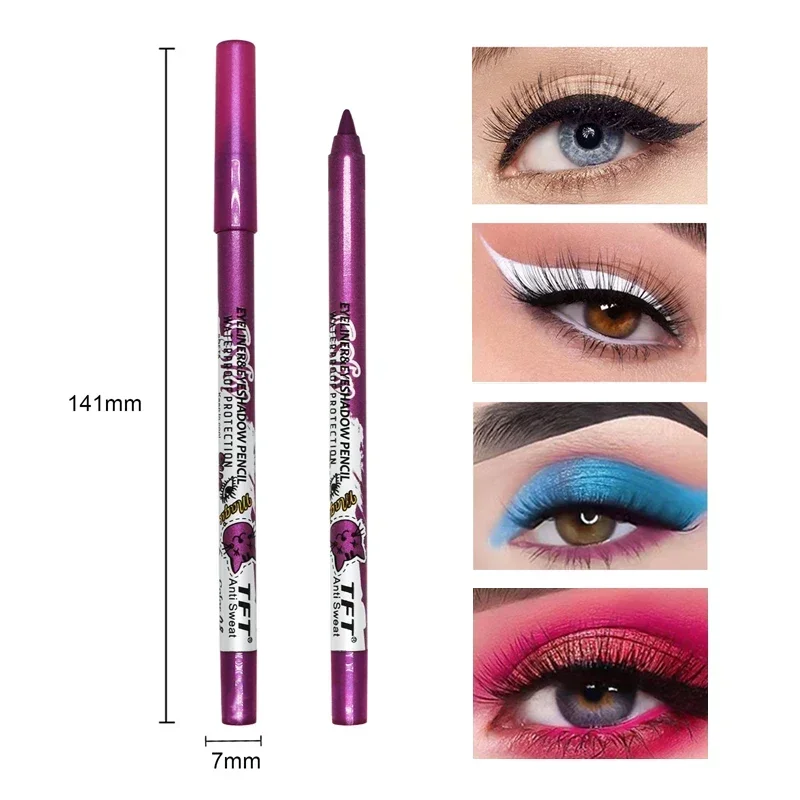 Crayon Eyeliner coloré longue durée, 14 couleurs, étanche, séchage rapide, sans floraison, bleu, rose, stylo pour les yeux, outils cosmétiques