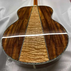 Custom Fantes Acoustic Folk Guitar Maple and KOA Wood Back Side Jumbo 43 Inch Ripple Guitar in Cherryburst Color