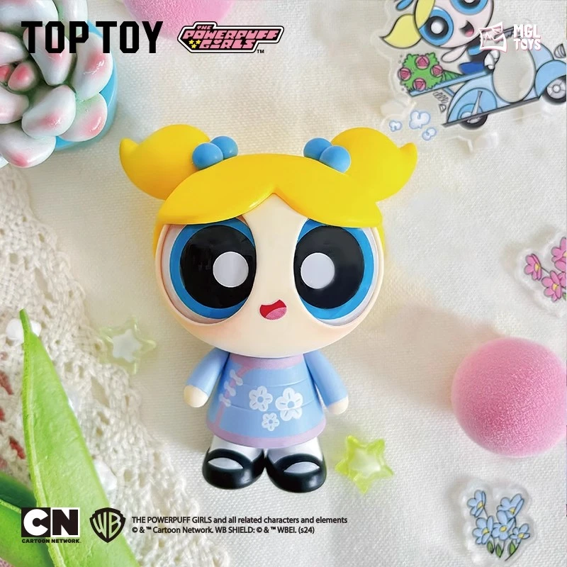 MINISO The Powerpuff Girls Season Spring Overture Series Elevator Card TOP TOY Desktop Ornaments Children's Toys Birthday Gifts