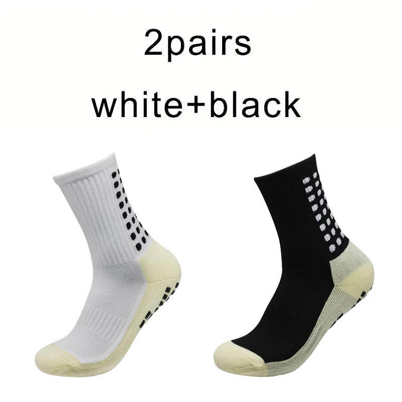 

2 пары противоскользящих футбольных носков для мужчин и женщин, спортивные носки, утолщенные дышащие удобные футбольные, баскетбольные, беговые носки