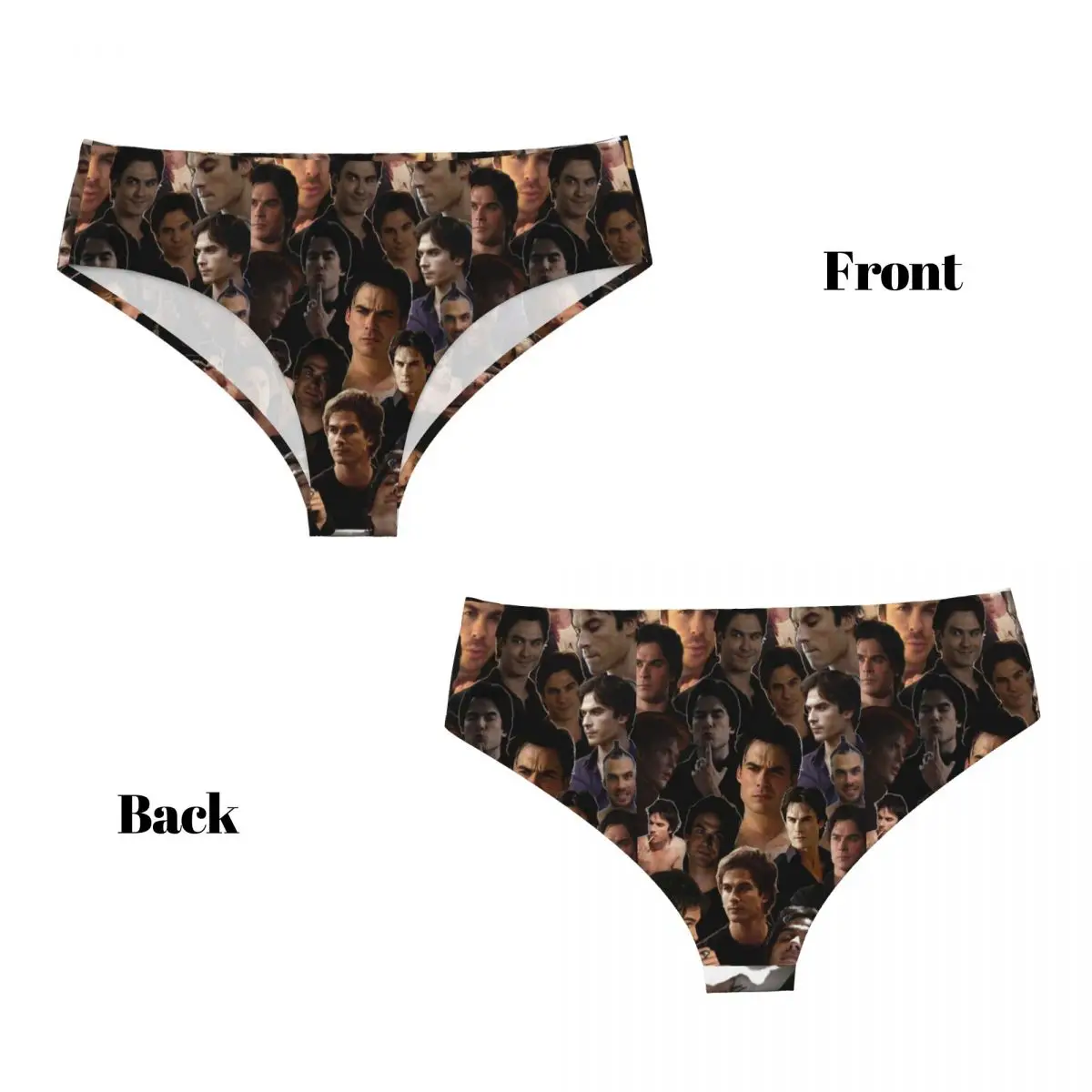 Custom Women Damon Salvatore Face Collage Wallpaper Panties Breathable The Vampire Diaries Briefs Underwear