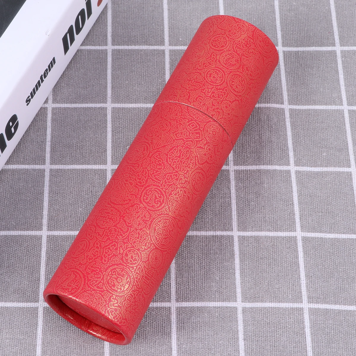Photo Storage Tube Red 6 Inch Rigid Plastic Waterproof Storage Tube for Posters Documents Paintings Scroll Cylinder Photo Box