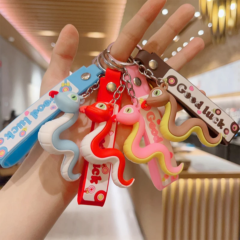 Lucky Snake Pendant Keychain New Year Gift Jewelry Cartoon Backpack Car Keys Decoration Chinese Snake Doll Hangings Ornament image 2