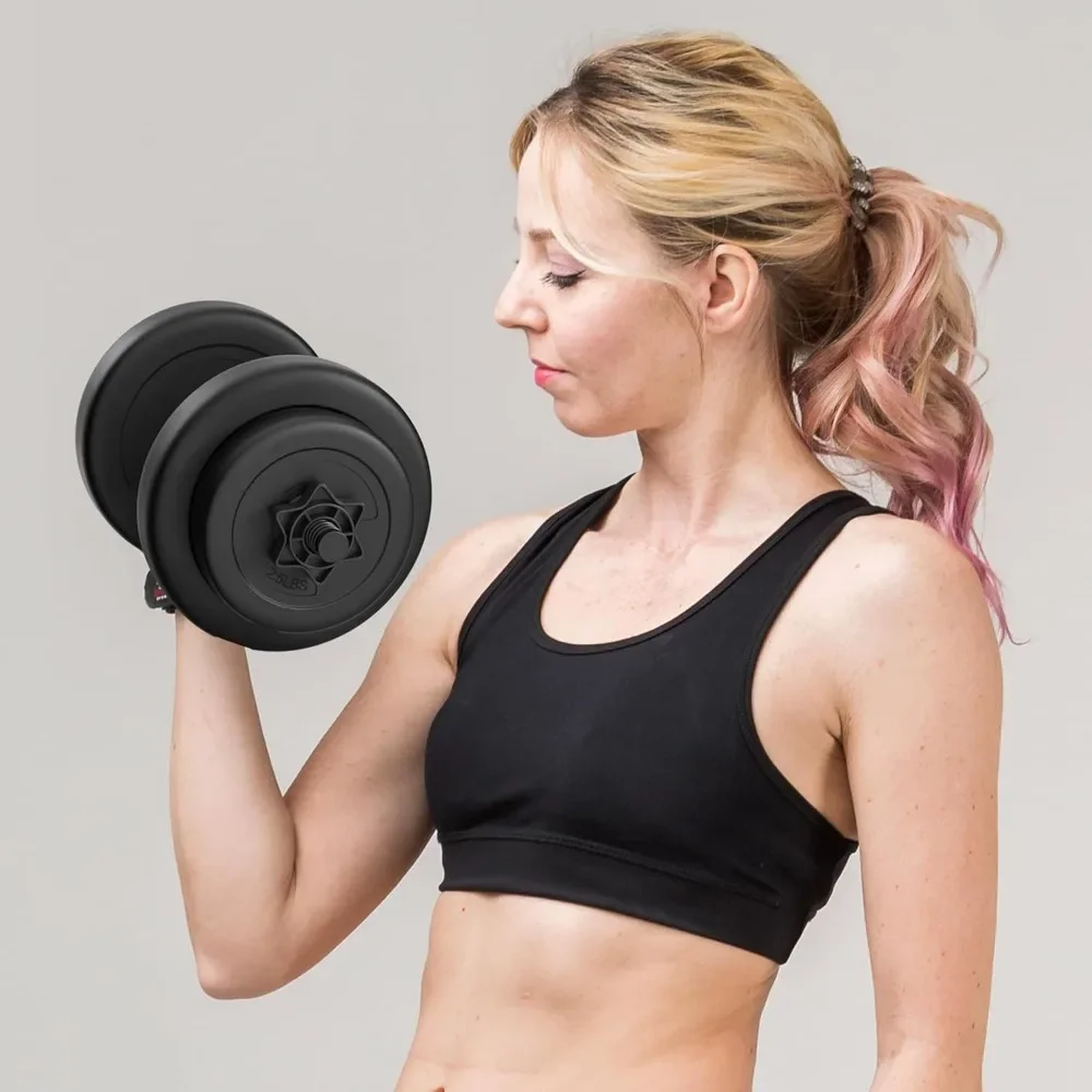 مجموعة دمبل قابلة للتعديل بوزن 40 رطلًا في صالة الألعاب الرياضية المنزلية للرجال والنساء لتدريبات القوة واللياقة البدنية