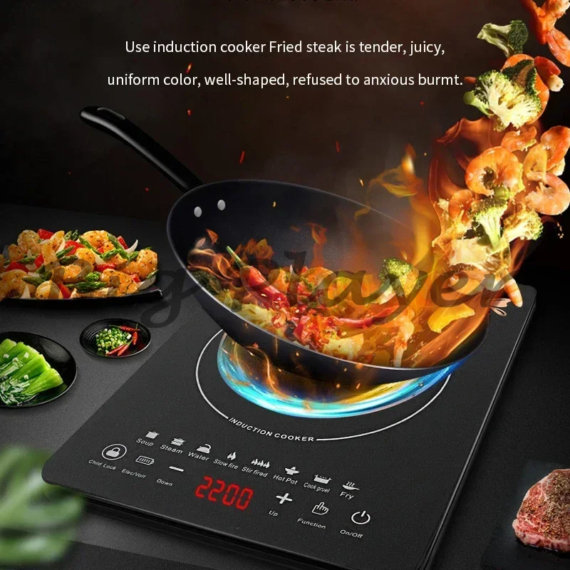 

Multi-functional Home Cooking Induction Stove 110V~220V Touch Control 2200W Timeable Intelligent Energy-saving Induction Cooker