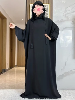 Yeni Ramazan Müslüman Çift Davlumbaz Abaya Dubai Türkiye İslam Namaz Elbise Katı Pamuklu Kumaş Elbiseler İslam Kadın Elbise Kaftan