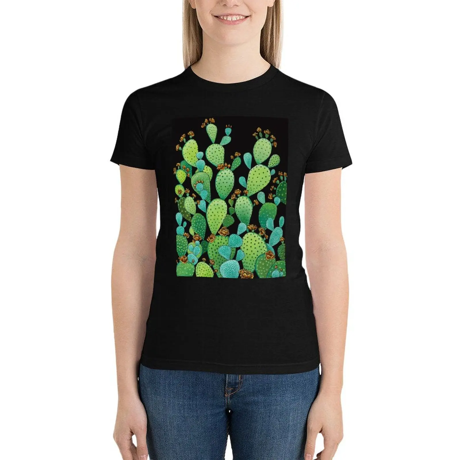 Prickly Pear Illustration T-Shirt tees Short sleeve tee Women's tops