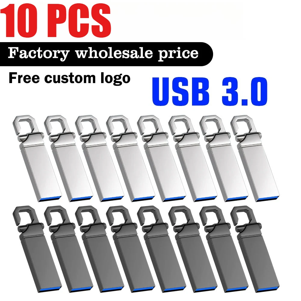 10 個ロット メタル USB フラッシュ ドライブ ペン ドライブ 8GB 16GB 32GB 64GB 高速 USB スティック 3。 0 フラッシュドライブ ペンドライブ 無料カスタムロゴ