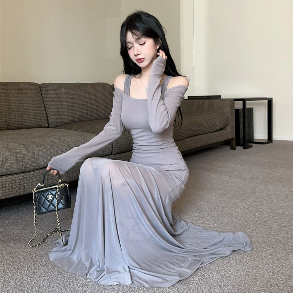 طقم ملابس رياضية كاجوال طويل Sve Bodycon Dr Me مجموعة ملابس رياضية كاجوال بتصميم متقاطع للخريف