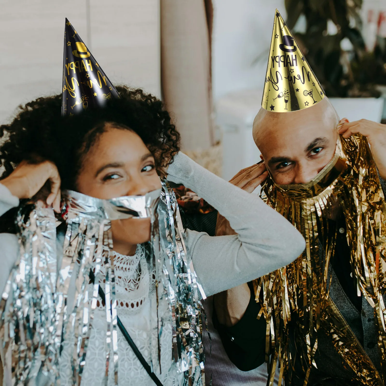 

30pcs New Year Party Hats Happy New Year Crown Hat Reusable For Birthday Hats 2025 Nye Hat Party Favors Decorations