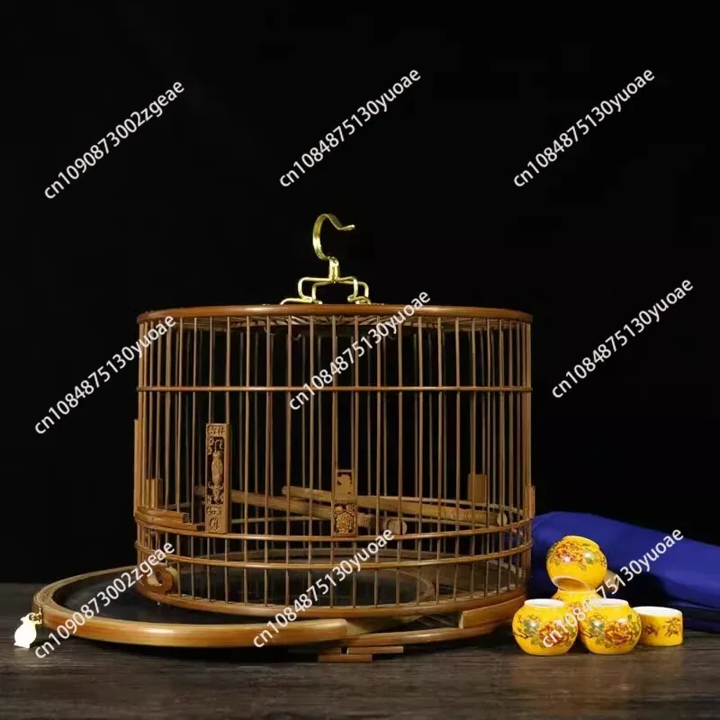 Old Bamboo Leather Polishing Drawer Bird Cage Boutique Cage White Eye Siskin Hibiscus Indigo Jade Bird Finch Spring