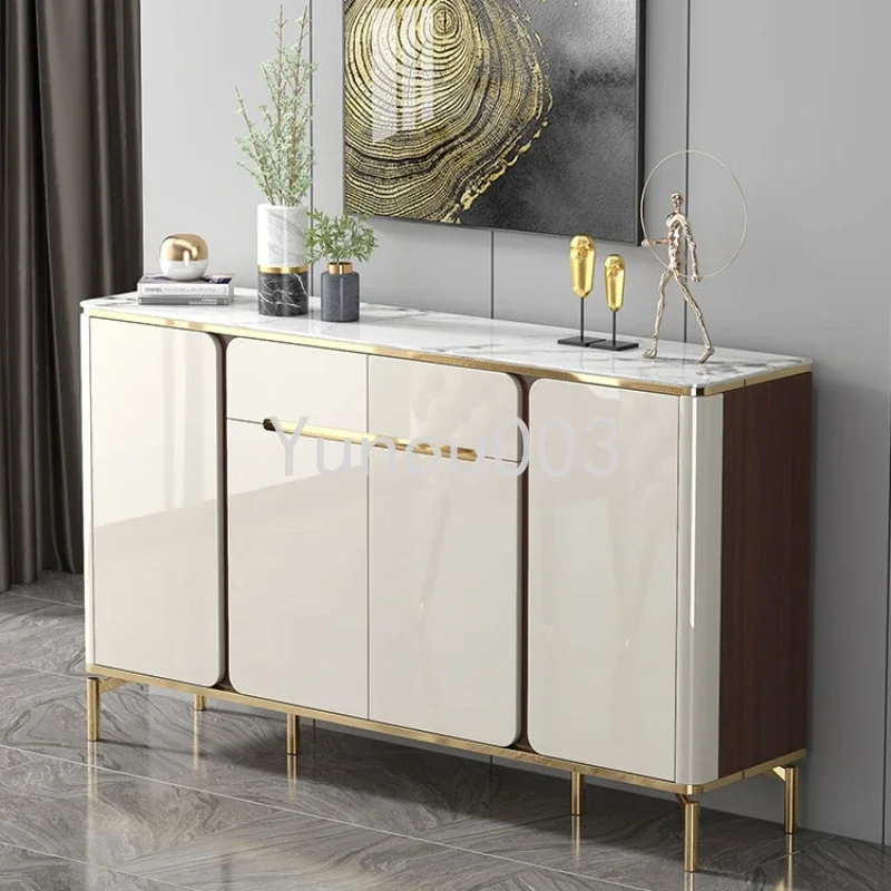 Light Luxury Lacquered Shoe Cabinet, Home Entrance Stone Door Cabinet, Entrance Partition Wall, Large Capacity