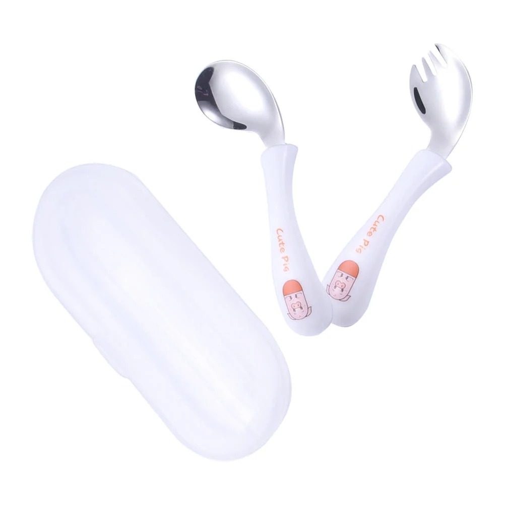 Dinnerware Children's Training Fork and Spoon Toddler Spoons Feeding Cutlery Practicing Tableware