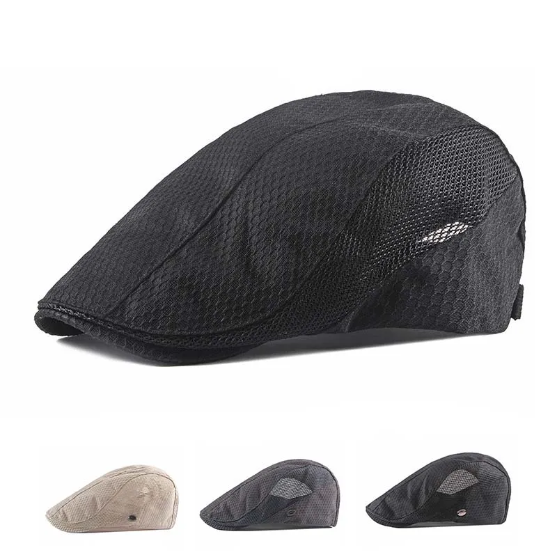 

New Beret Cap Summer Hat Men Women Berets Flat Cap Male Female Breathable Mesh Cap for Men Retro Artist Painter Beret Hat