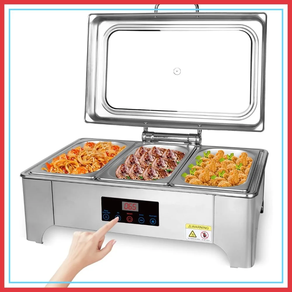 

Electric Chafing Dishes Buffet Set: Stainless Steel Chafer with Temp Control (Third Size)