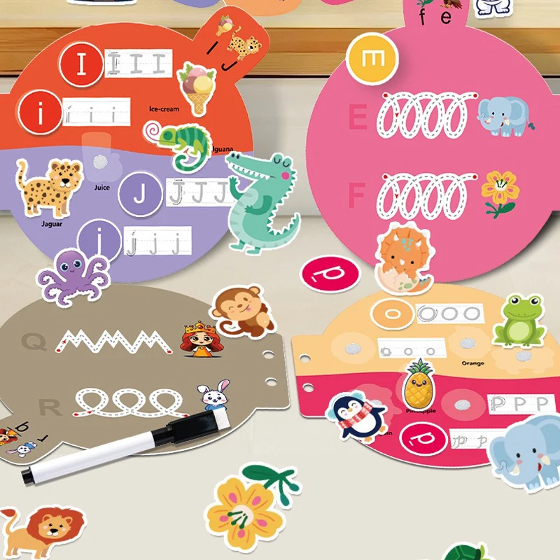 Letter Paste Book, English Letter Enlightenment Quiet Book, Velcro Torn Book Can Repeatedly Write Cognitive Activity Book