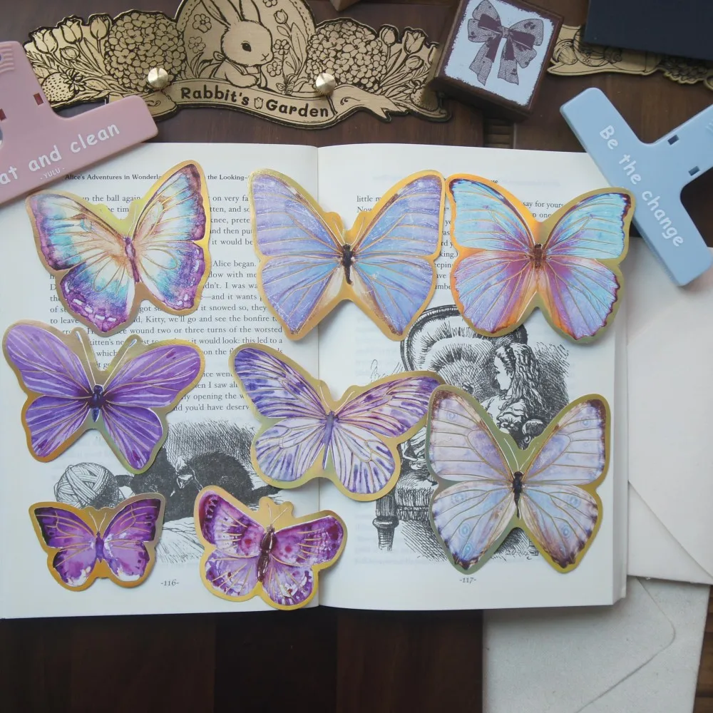 

8pcs Gold Line Colourful Butterfly Style Paper Sticker Scrapbooking DIY Gift Label Decoration Tag