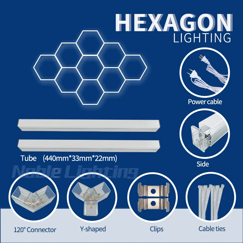 Gym Barbershop Hair Salon Ceiling Light Hexagon Garage Led Light Honeycomb Led  Lighting 110V/220V For Auto Car lagre speace image 3