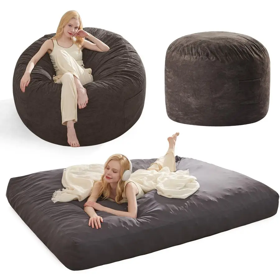 

Bed Giant Bean Bag Chairs for Adults, Large Floor Mattress Convertible Bean Bag Bed, Big Bean Bag Chairs Couch, Removable Sofa