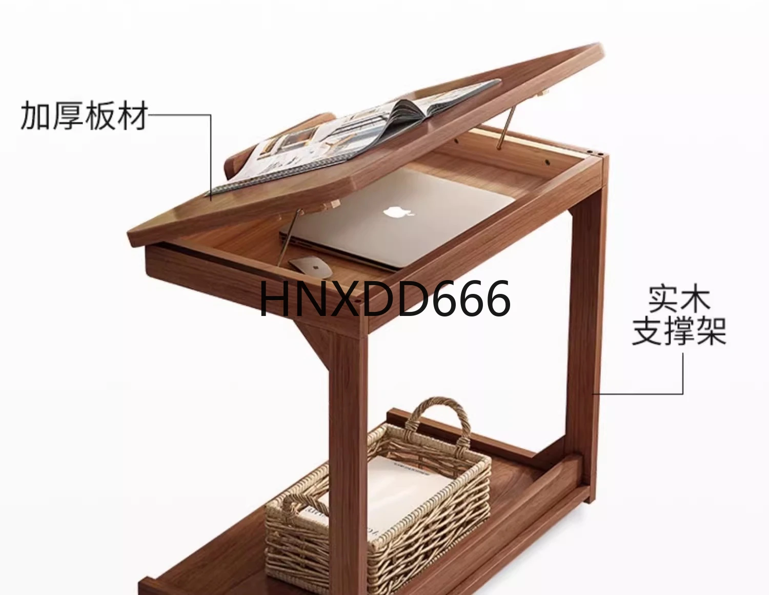 

Small coffee table living room household removable flip solid wood edge table
