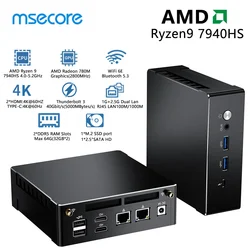 MSECORE MQ50 New Mini PC AMD Ryzen9 7940HS 7840HS Gaming Desktop Computer Portable Office Computer NUC DDR5 NVME Wifi6 4K BT5.2