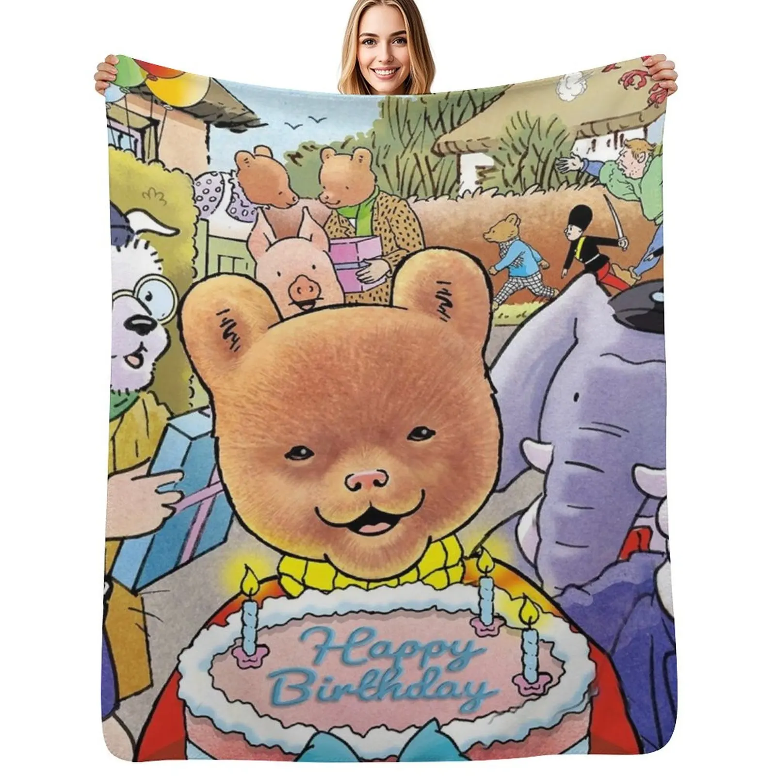 Rupert Bear Annuals Throw Blanket Multi Purpose Soft Warm Blanket for Home Travel