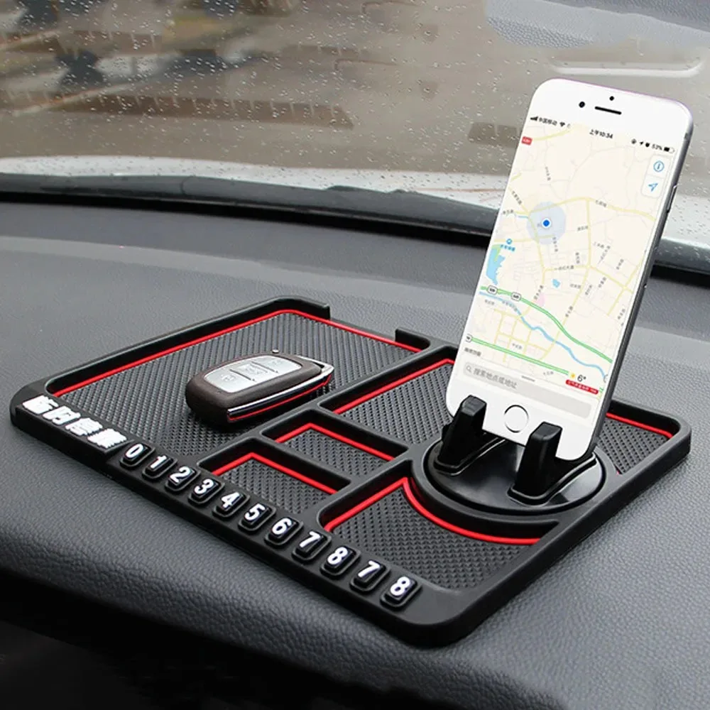 Silicone Car Anti-Slip Mat Auto Phone Holder Non Slip Sticky Anti Slide Dash Phone Mount Parking Number Card Car Pad Car Gadget