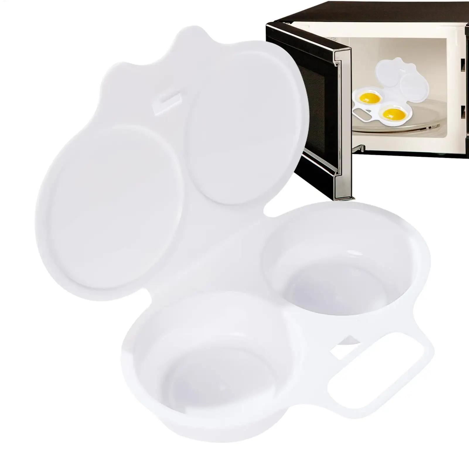 Food Grades Plastic Microwave Egg Cooker Heat Resistant Kitchen Cooking Mold Egg Fryer Easy To Clean Portable Steamed Egg Box