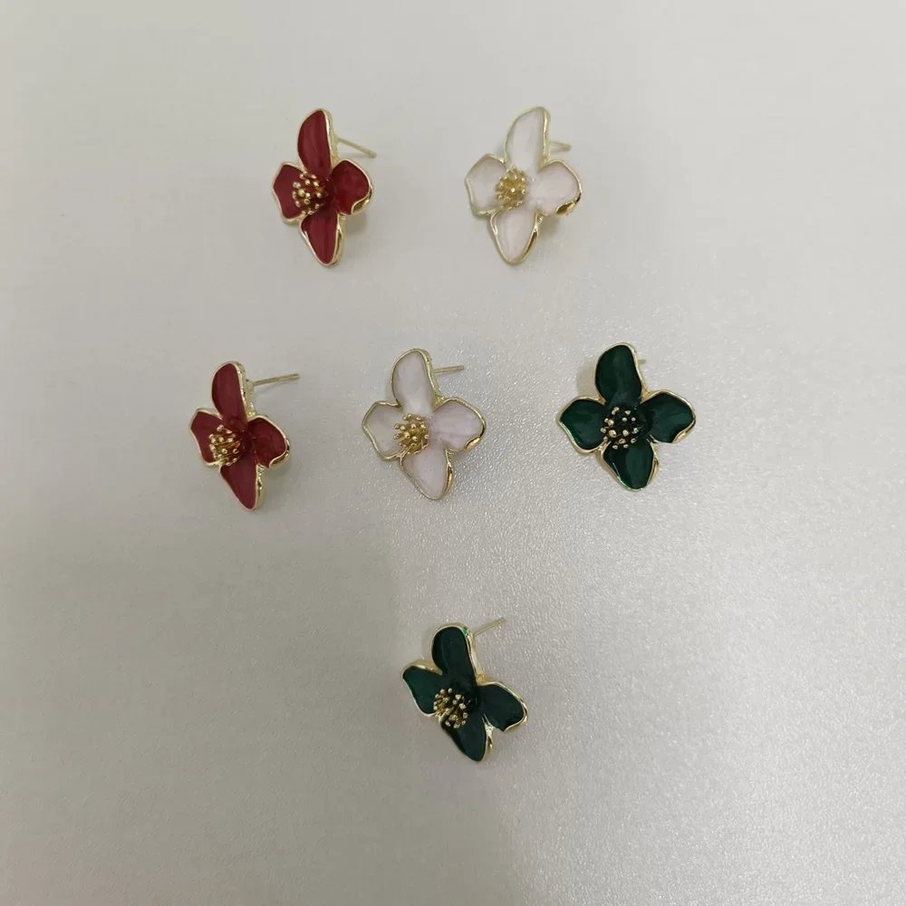 Stamen Flower Stud Earrings New Colorful Korean Style Pure Women's Earrings Jewelry Beautiful Elegant Ear Piercings серьги