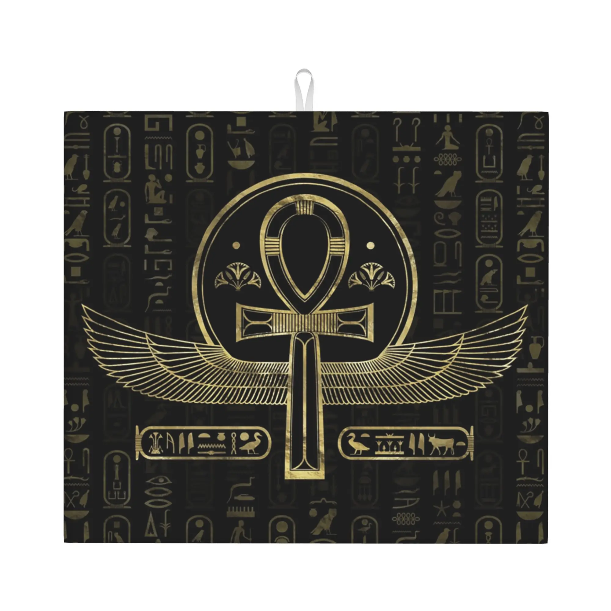 Drying Mat For Kitchen Egyptian Cross Water Absorbent Waterproof Reusable Hieroglyphs On Slip Kitchen Counter Protector Mat